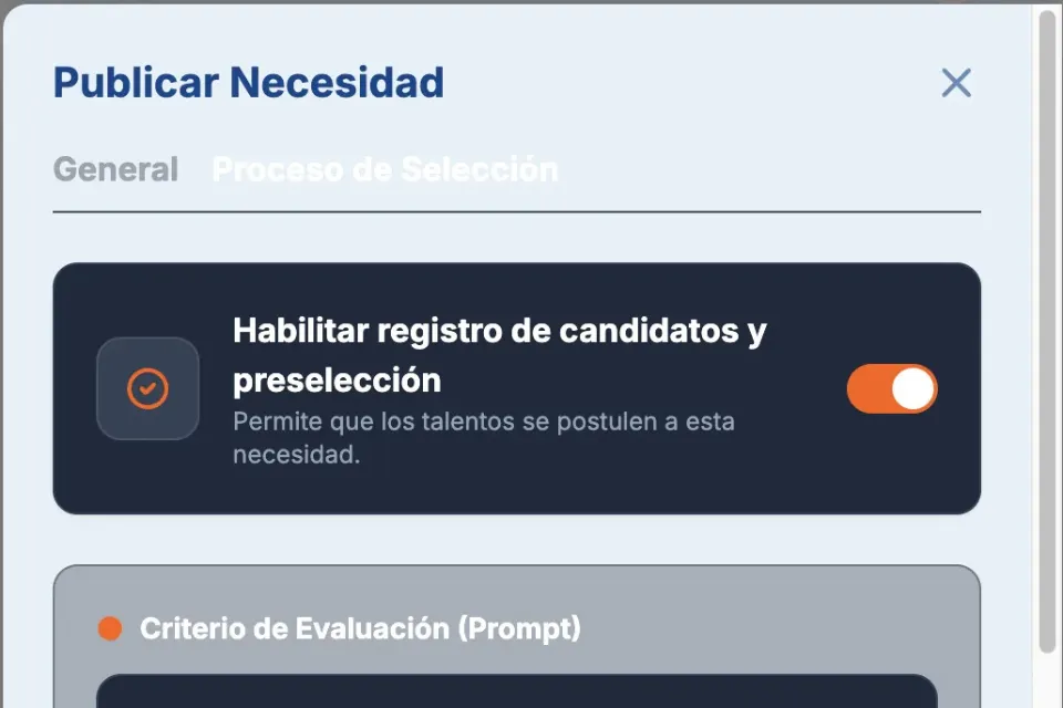 Publicación de necesidad · criterio explícito